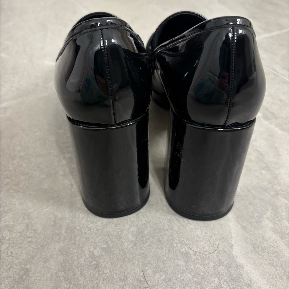 H&M Women's Glossy Black Loafers with Silver Accent - Picture 3 of 7